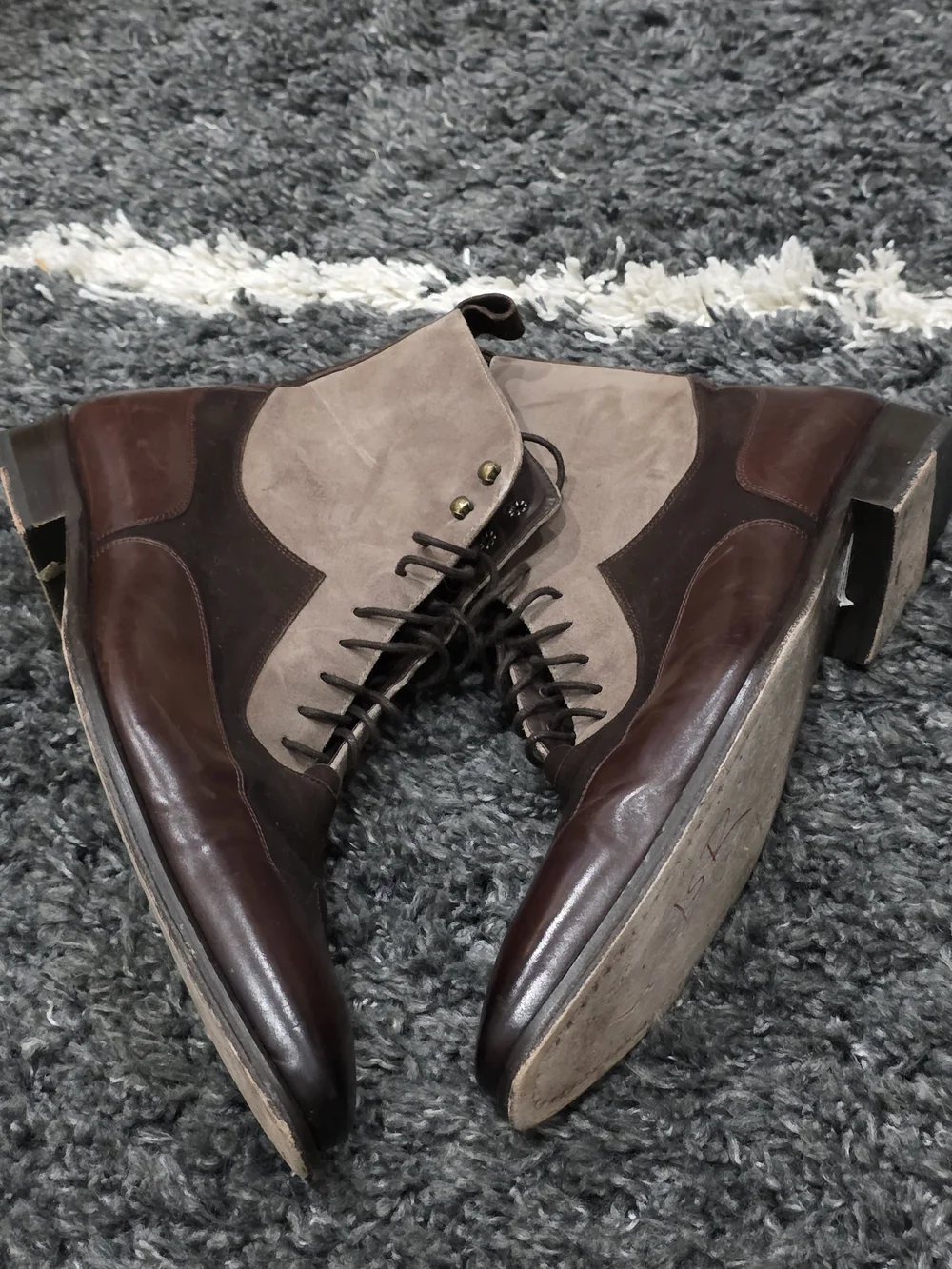 Mezlan Men's Two-Tone Brown Leather & Suede Lace-Up Boots Size 11M